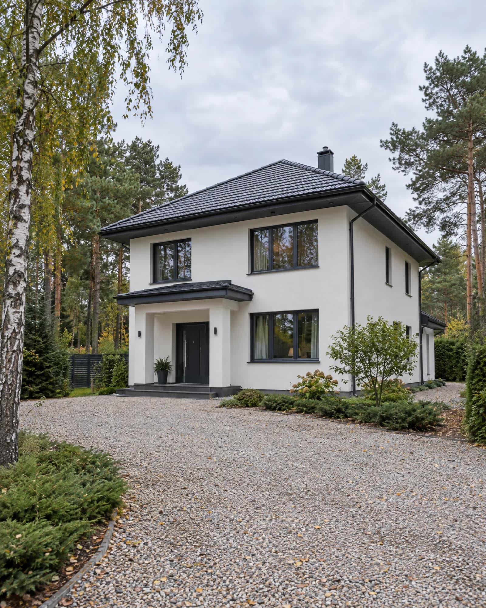Dom jednorodzinny wśród sosen pod Warszawą (wizualizacja)